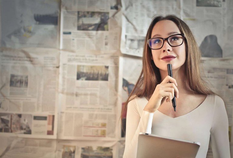 woman brainstorming a topic